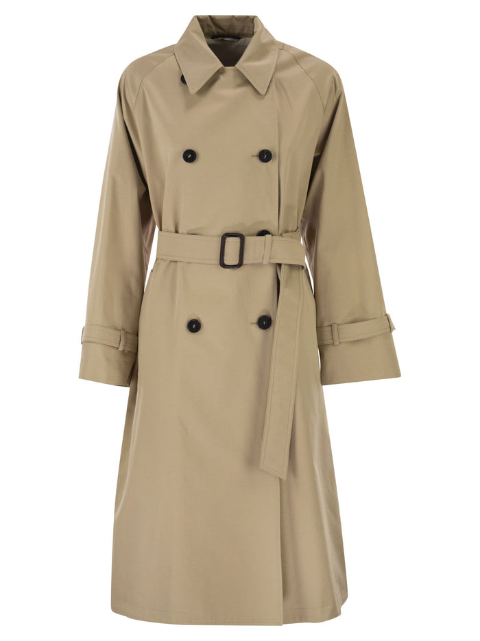 Weekend Maxmara Wksninfa - Water-Repellent Gabardine Trench Coat With Print