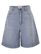 Weekend Maxmara Wkdozono - Cotton And Linen Denim Bermuda Shorts
