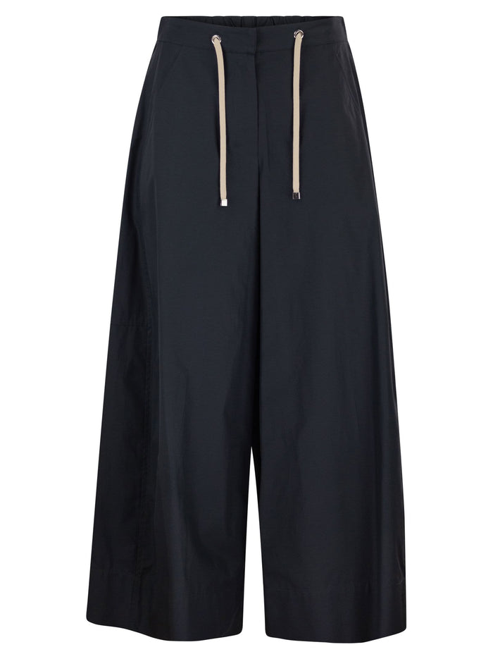 S Maxmara Smmgufo - Cotton Culotte Trousers With Drawstring Waist