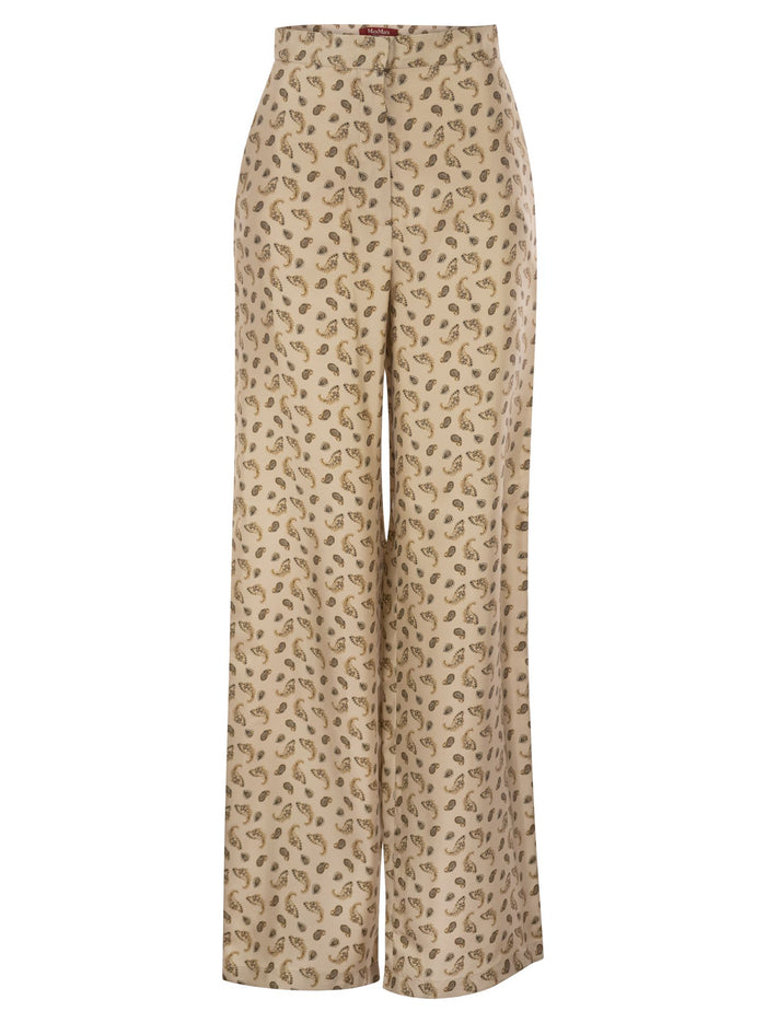 Maxmara Studio Mstfuxia – Silk Palazzo Trousers With Paisley Print