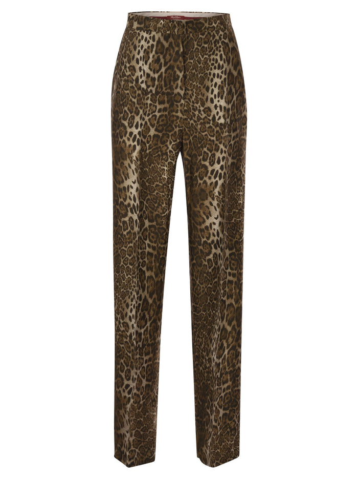 Maxmara Studio Mstromana – Silk Trousers With Animal Print