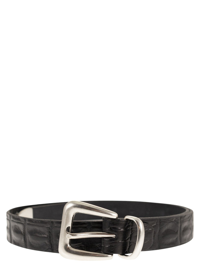 Alberto Luti Crocodile Effect Leather Belt