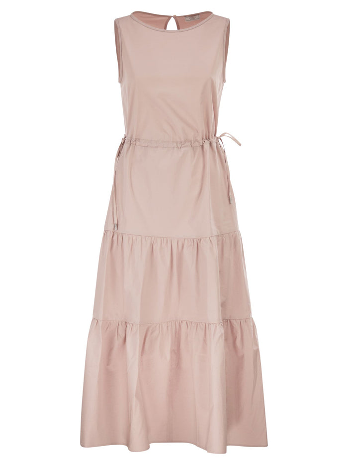 Peserico Sleeveless Midi Dress In Stretch Cotton