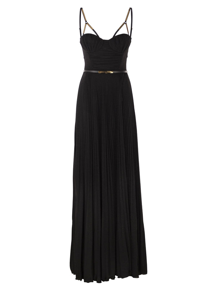 Elisabetta Franchi Red Carpet Dress In Lamé Jersey With Belt