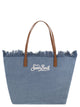 Mc2 Saint Barth City Denim Shopper Bag With Embroidered Logo