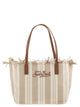 Mc2 Saint Barth Striped Cotton Tote Bag With Leather Handles