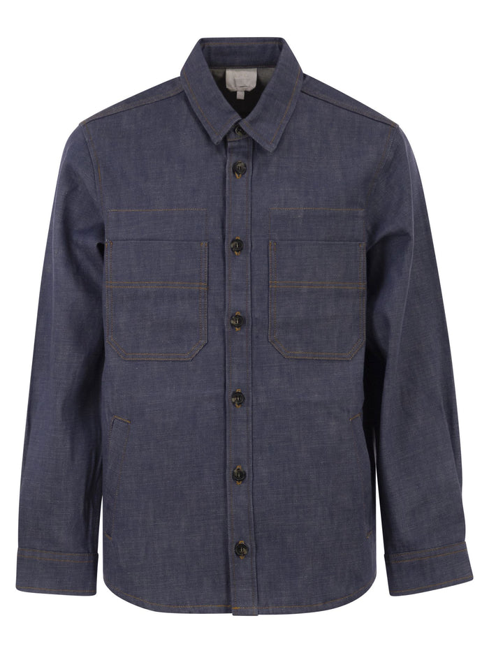 A.p.c. Cotton Denim Shirt With Patch Pockets