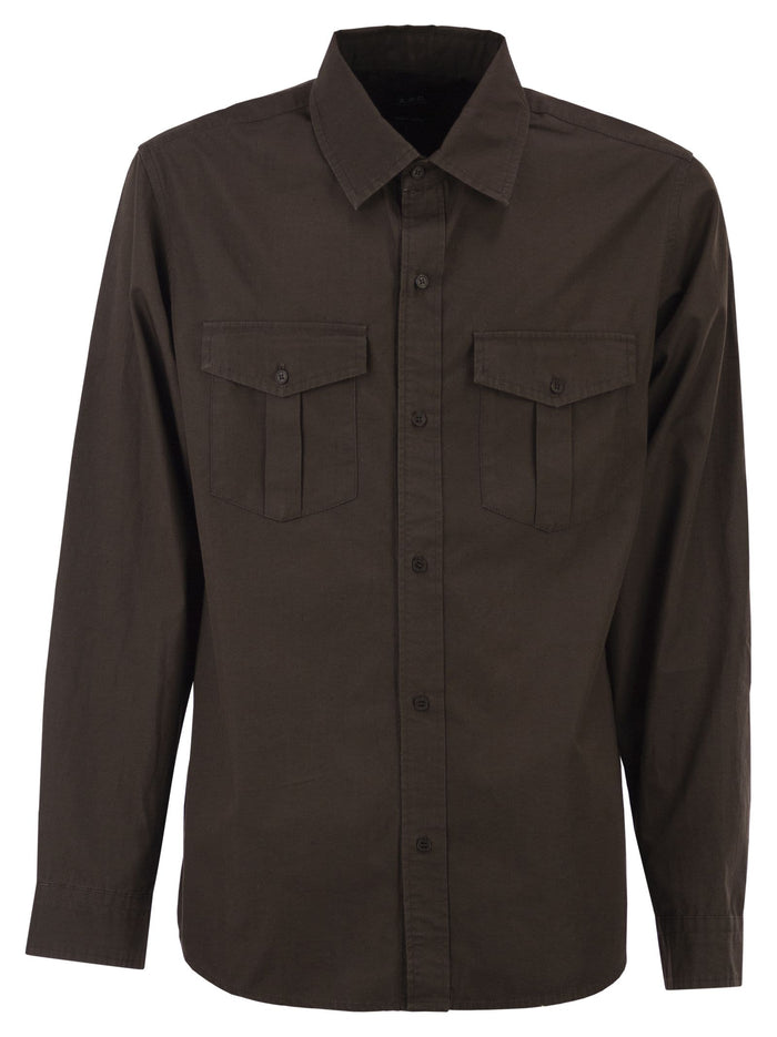 A.p.c. Cotton Utility Shirt With Patch Pockets
