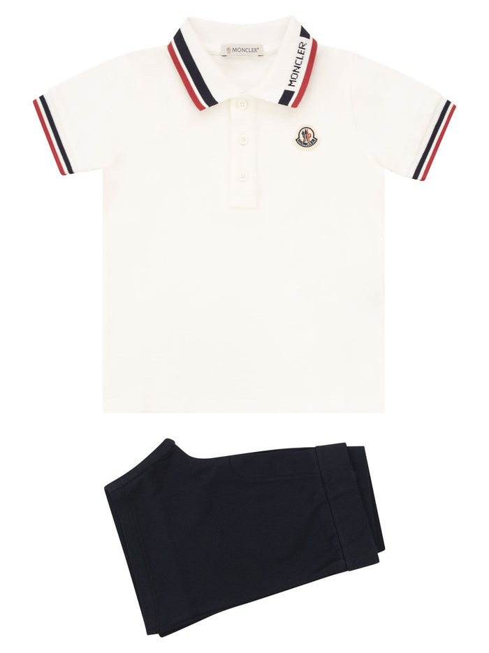 Moncler Set With Tricolour Hem In Cotton Piqué