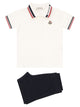 Moncler Set With Tricolour Hem In Cotton Piqué