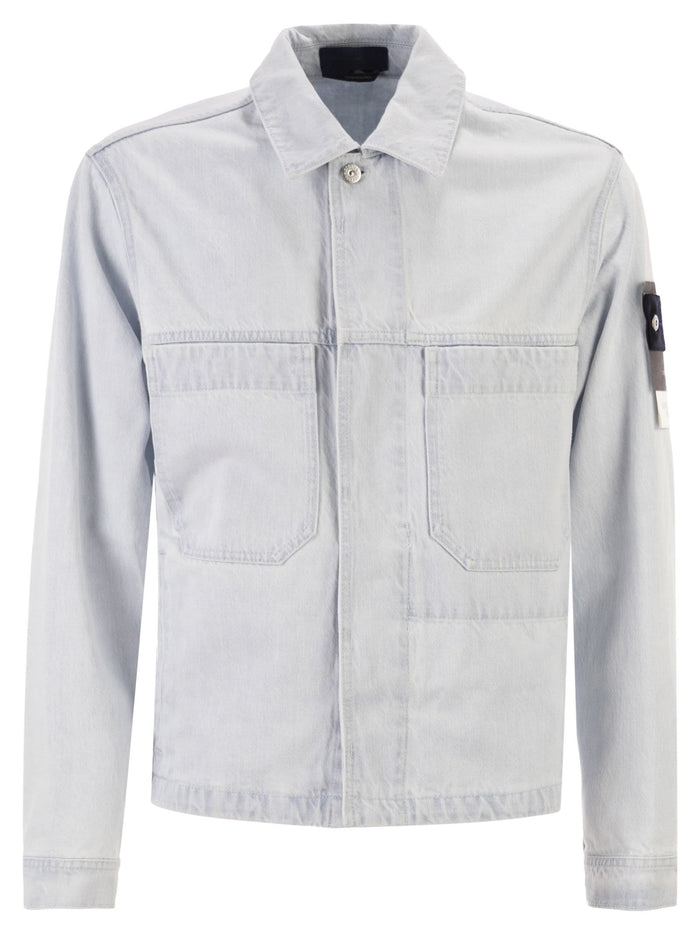 Stone Island Regular Fit Overshirt In Lightweight Cotton Denim