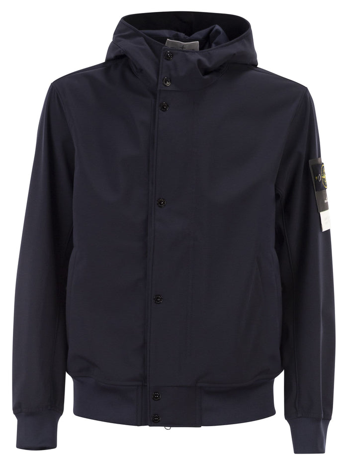 Stone Island Jacket With Hood And Water- And Wind-Resistant Membrane