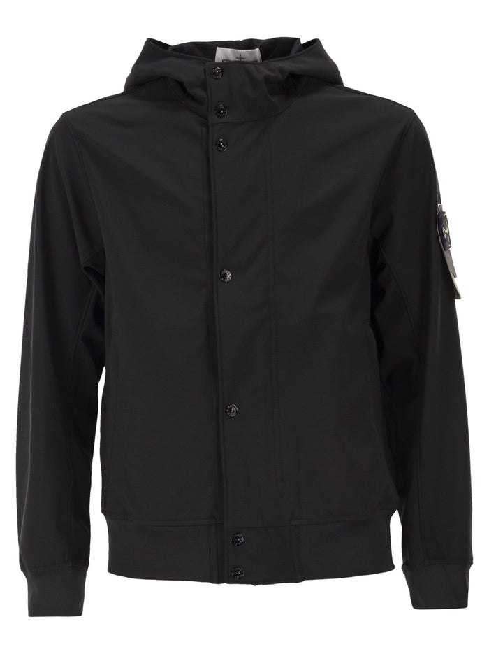 Stone Island Jacket With Hood And Water- And Wind-Resistant Membrane