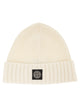 Stone Island Rib-Knit Wool Blend Beanie With Compass Logo