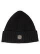 Stone Island Rib-Knit Wool Blend Beanie With Compass Logo
