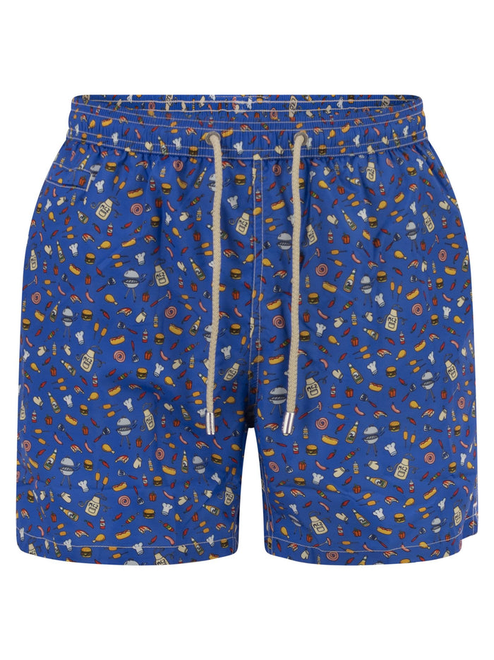 Mc2 Saint Barth Lightweight Fabric Swim Boxer Shorts With Print