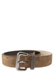 Brunello Cucinelli Suede Leather Belt With Jewelled Keeper