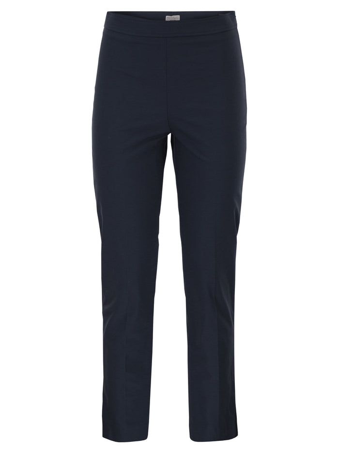 Brunello Cucinelli Cotton Twill Capri Trousers With Necklace