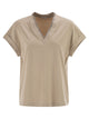 Brunello Cucinelli Stretch Cotton Jersey T-Shirt With Precious Neckline
