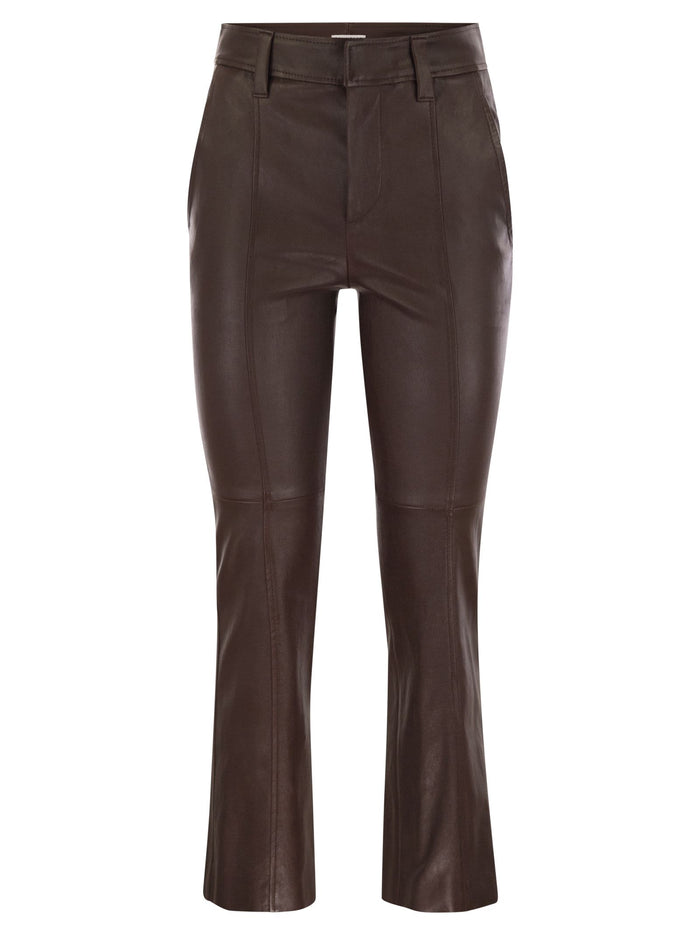Brunello Cucinelli Stretch Nappa Leather Square Cigarette Trousers With Jewellery