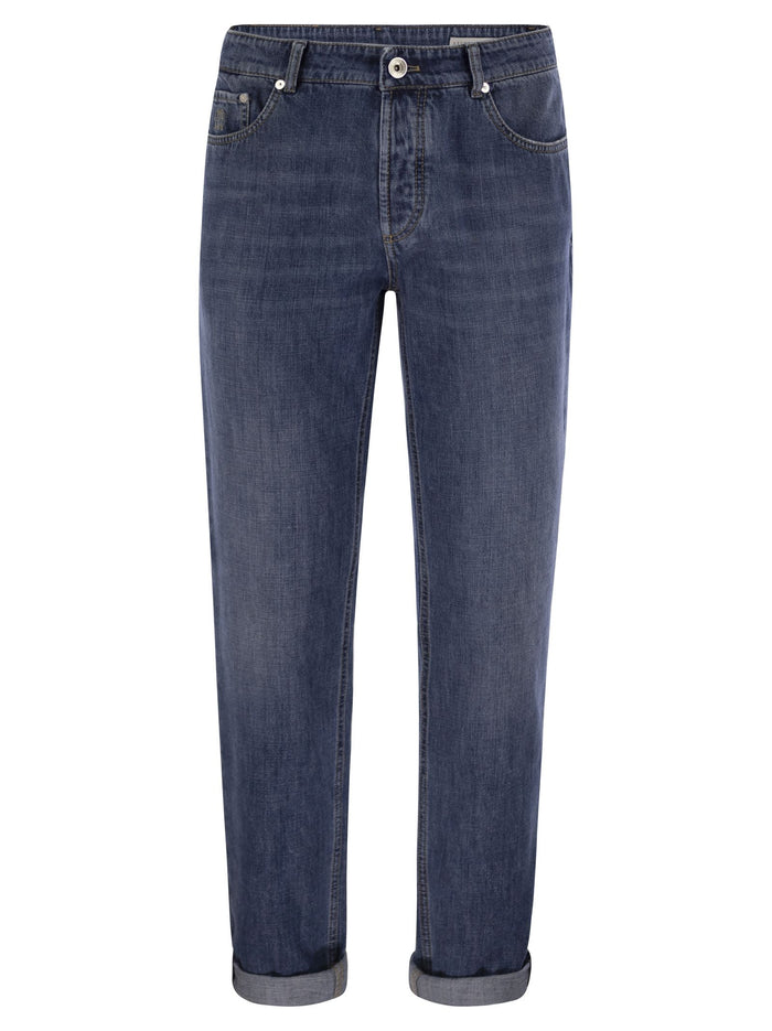 Brunello Cucinelli Five-Pocket Traditional Fit Trousers In Lightweight Denim