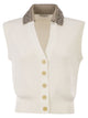 Brunello Cucinelli Sleeveless Cotton Ribbed Cardigan With Sequins