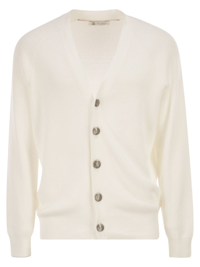 Brunello Cucinelli English Coast Cotton Cardigan With Raglan Sleeves