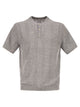 Brunello Cucinelli Seraphim Collar T-Shirt In Linen And Cotton Rib Knit
