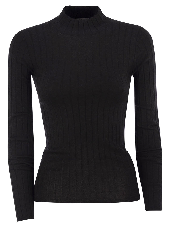 Brunello Cucinelli Lightweight Cashmere And Silk Broad Rib Sweater