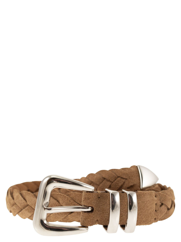 Brunello Cucinelli Reversed Calfskin Belt With Braided Tip