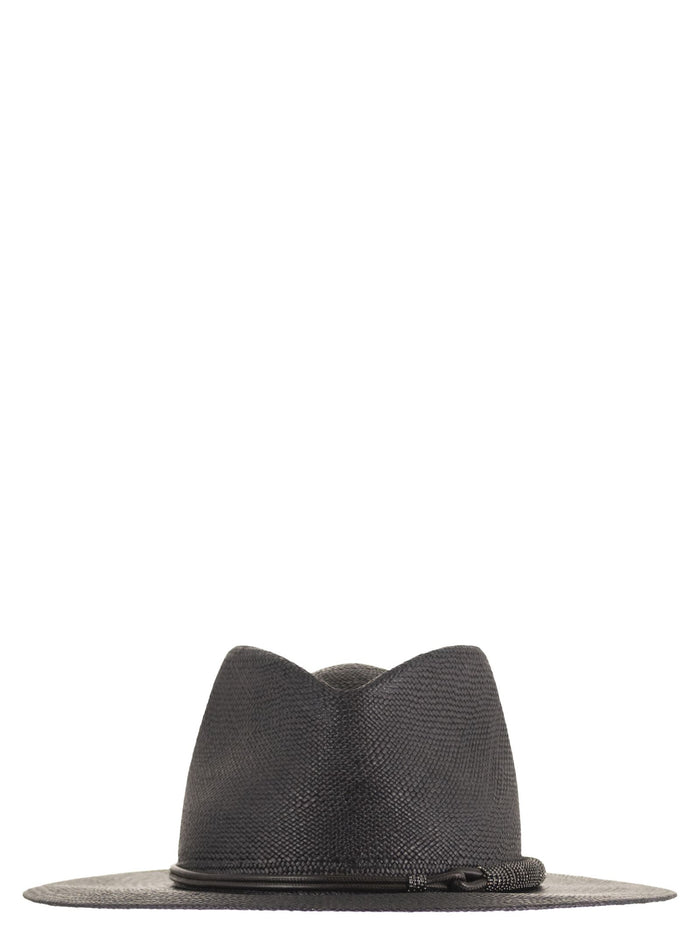 Brunello Cucinelli Straw Fedora With Precious Leather Band