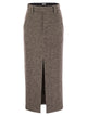 Brunello Cucinelli Sartorial Pencil Skirt In Diagonal Mélange Of Virgin Wool And Silk With Moniline