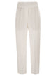 Brunello Cucinelli Baggy Pull-Up Trousers In Viscose And Linen Fluid Twill
