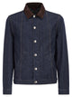 Brunello Cucinelli Lightweight Denim Jacket With Leather Collar