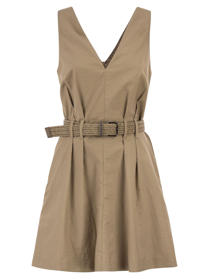 Brunello Cucinelli Sleeveless Dress With Braided Belt