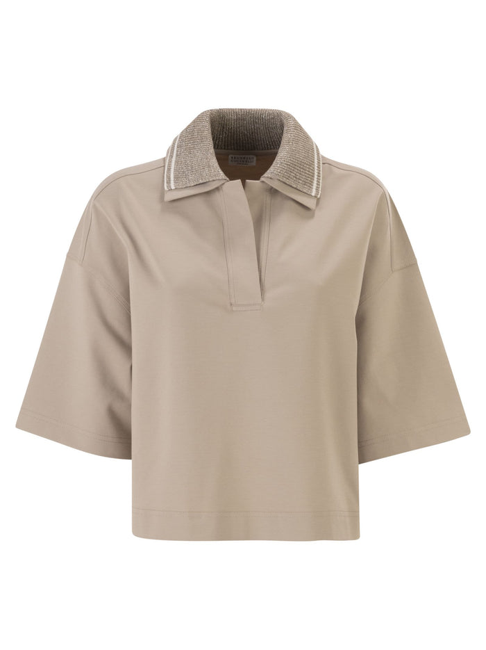 Brunello Cucinelli Interlock Couture Polo Shirt With Sparkling Knitted Collar