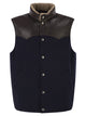 Brunello Cucinelli Wool Padded Gilet With Leather Trims And Shearling Collar