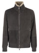 Brunello Cucinelli Shearling Aviator Jacket With Cashmere Knit Details
