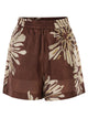 Brunello Cucinelli Silk Twill Shorts With Floral Print And Elasticated Waistband