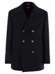 Brunello Cucinelli Double Wool Flannel Pea Coat With Metal Buttons