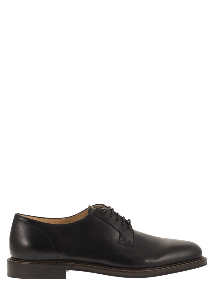 Brunello Cucinelli Derby Shoe In Smooth Calfskin Leather