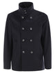 Herno Double-Breasted Jacket In Wool-Effect Fabric With High Collar