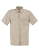 Pt Torino Short-Sleeved Linen Shirt In Natural Fabric
