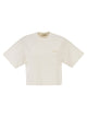 Autry Cropped Cotton T-Shirt With Tone-On-Tone Logo