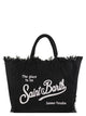 Mc2 Saint Barth Cotton Canvas Tote Bag With Saint Barth Logo And Fringed Trims