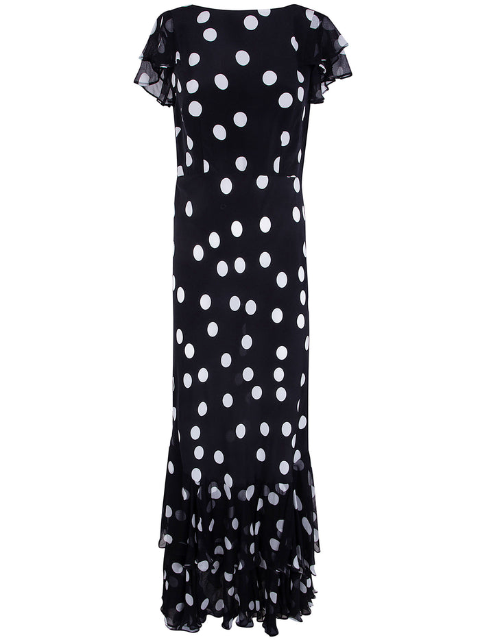 Rixo "Ordinia" Dress Mono Polka Dot Black