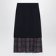 Dries Van Noten Navy Blue Midi Skirt With Check Insert