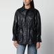 Arma Black Maeve Leather Drawstring Jacket