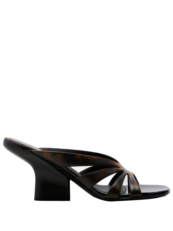 Dries Van Noten Distressed-Effect Leather Wedge Mule