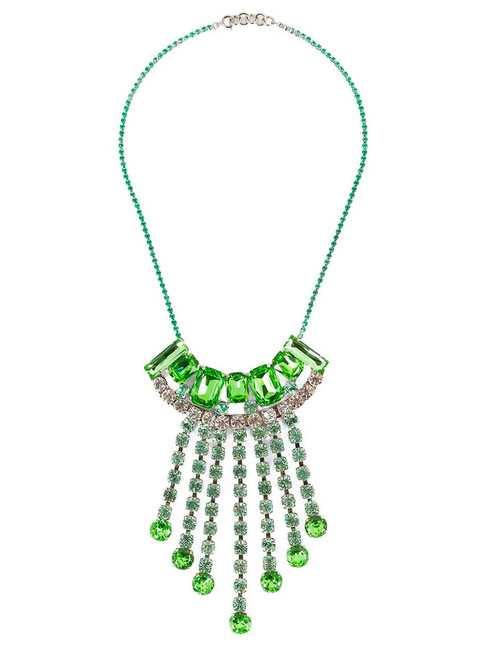 Dries Van Noten Statement Brass Necklace With Strass Charms